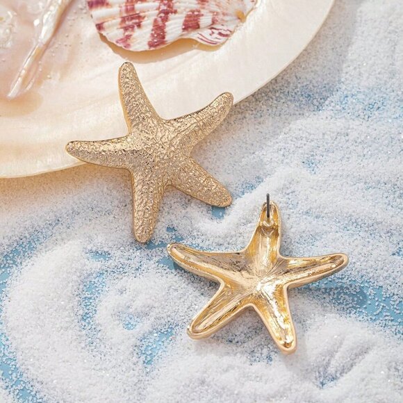 Gold Sexy Women's Cross-Border Hot-Selling Ocean-Themed Starfish Earrings - Picture 5 of 8